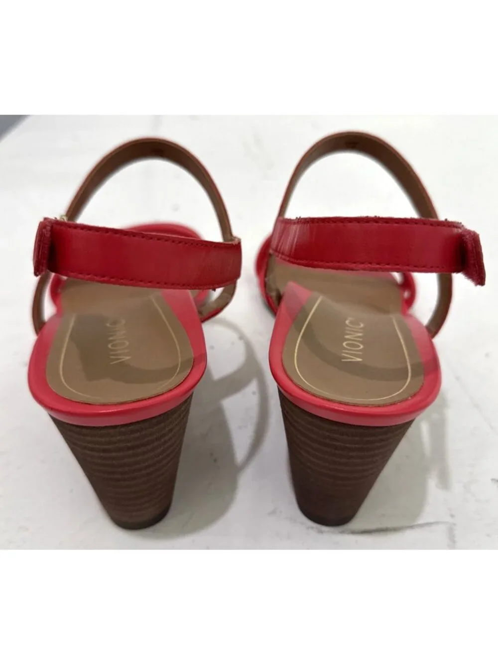 Vionic Emmy Red Wedge Strappy Sandals Heels Size 11M